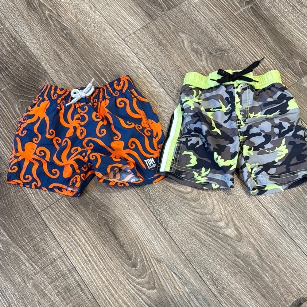 Orange and Blue Octopus Swim Shorts & Camo Bundle